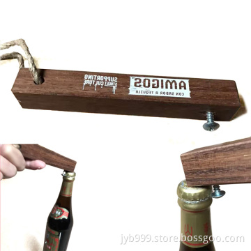 new design wooden strong metal nail push down bottle opener